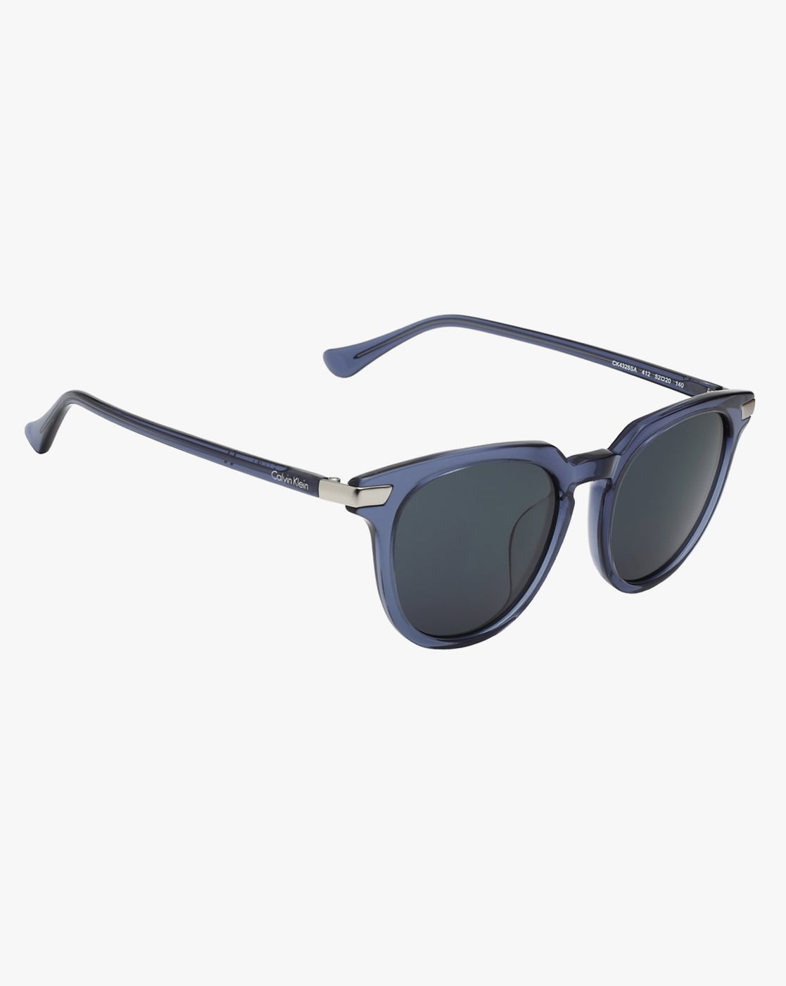 title:Calvin Klein Unisex 52mm Shiny Blue Sunglasses CK4325SA-412;color:Shiny Blue Frame, Grey Lens