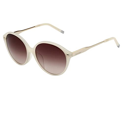 title:Calvin Klein Women's 57mm White Sunglasses CK4332SA-107;color:White Frame, Brown Gradient Lens