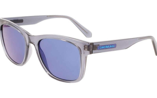 title:Calvin Klein Women's 54mm Crystal Grey Sunglasses CKJ22610S-050;color:Crystal Grey Frame, Blue Lens