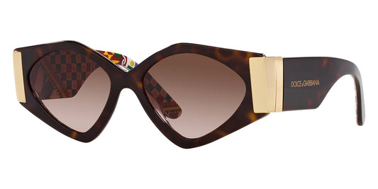 title:Dolce & Gabbana Women's 55mm Havana On White Barrow Sunglasses DG4396-321713-55;color:Havana On White Barrow frame, Gradient Brown lens