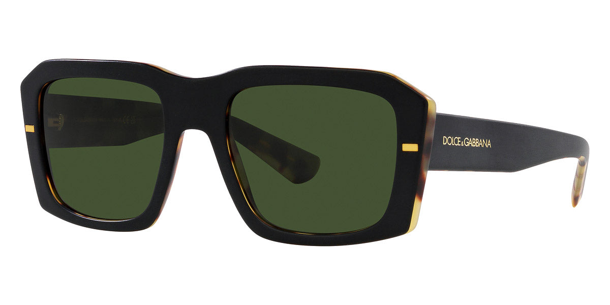 title:Dolce & Gabbana Men's 54mm Black Yellow Havana Sunglasses DG4430F-340471-54;color:Matte Black on Yellow Havana frame, Dark Green lens