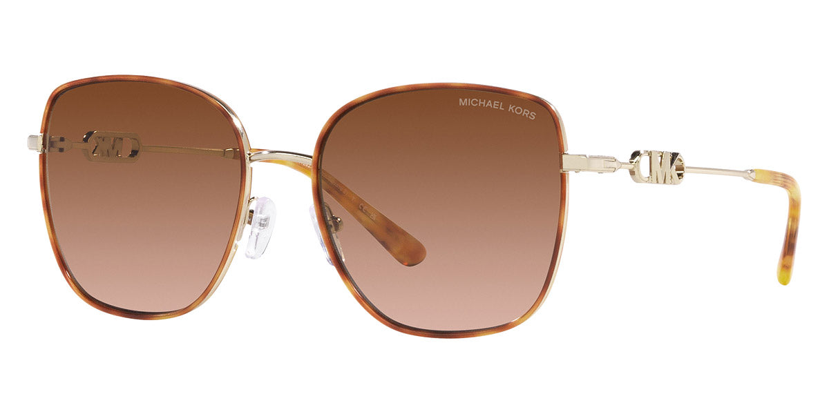 title:Michael Kors Women's Empire 56mm Amber Tortoise Sunglasses MK1129J-10143B-56;color:Light Gold Amber Tortoise frame, Amber Gradient lens