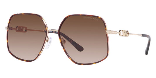 title:Michael Kors Women's Empire 59mm Gold Tortoise Sunglasses MK1127J-101413-59;color:Light Gold Dark Tortoise frame, Brown Gradient lens