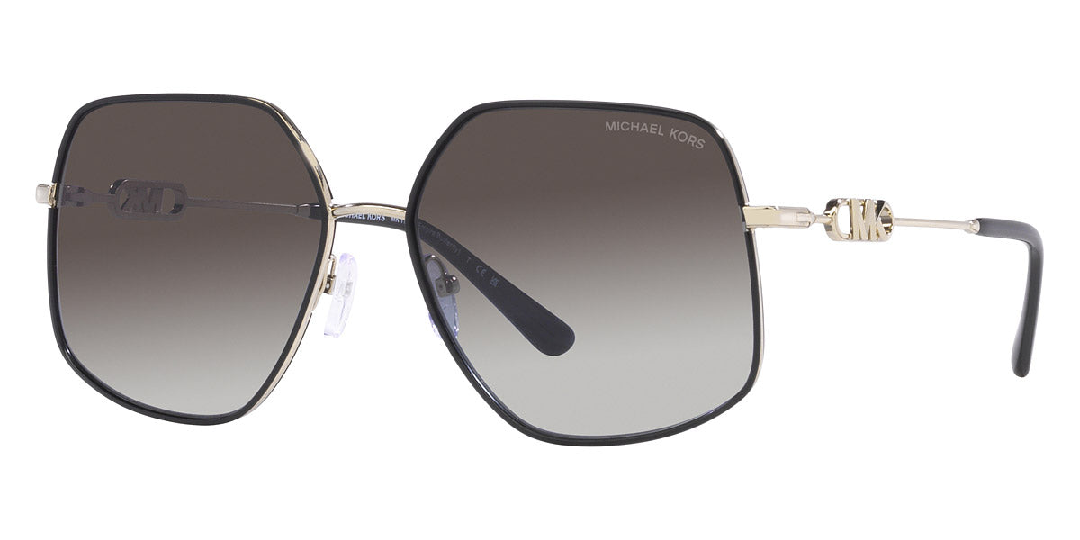 title:Michael Kors Women's Empire 59mm Light Gold Black Sunglasses MK1127J-10148G-59;color:Light Gold Black frame, Dark Grey Gradient lens