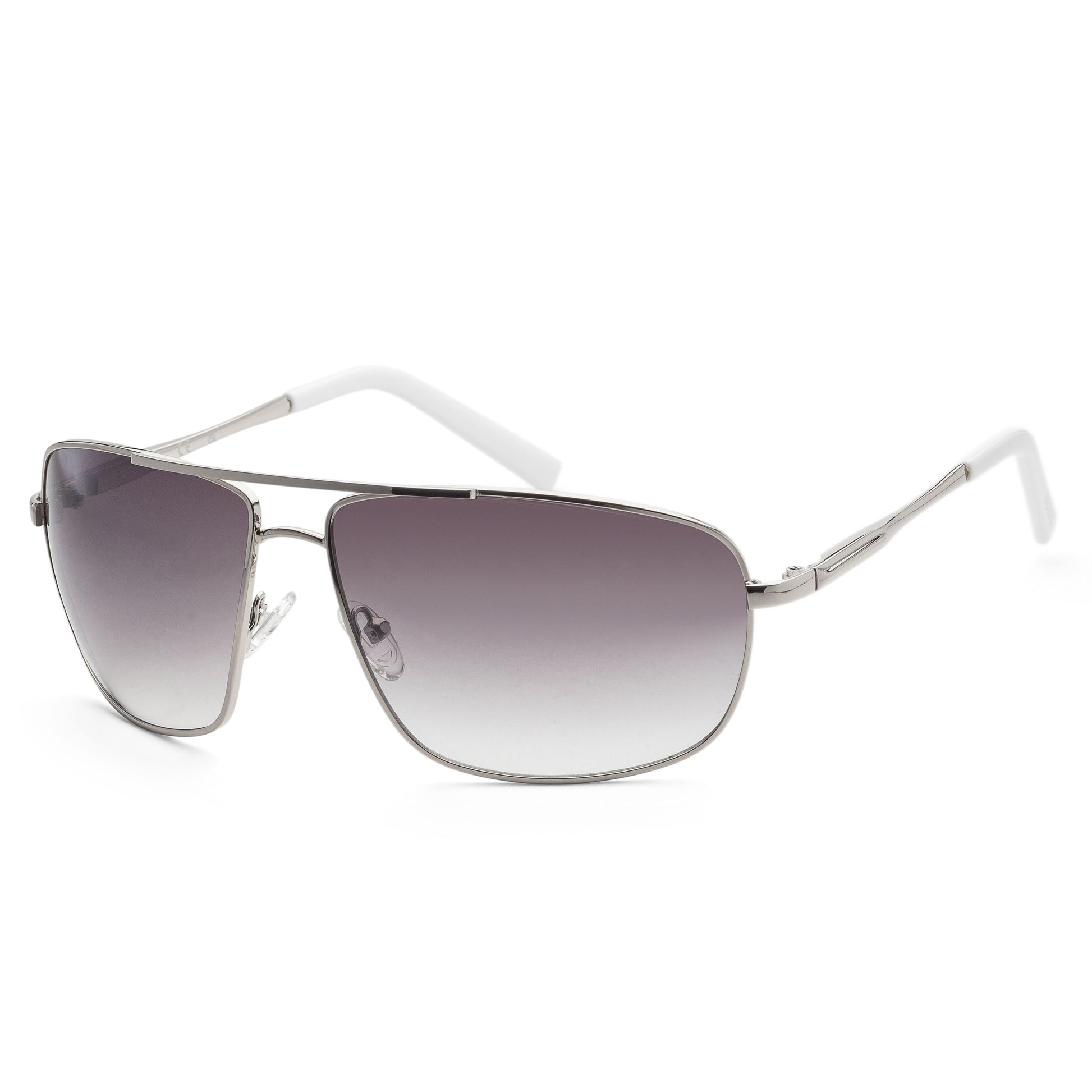 title:Guess Men's 66 mm Shiny Light Nickeltin Sunglasses GF0232-10C;color:Shiny Light Nickeltin frame, Smoke Mirror lens