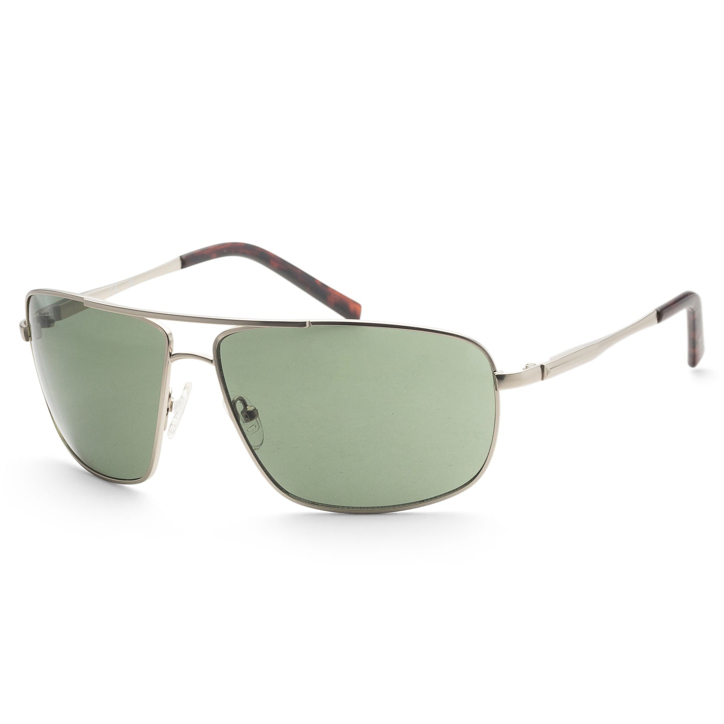 title:Guess Men's 66 mm Matte Light Nickeltin Sunglasses GF0232-11N;color:Matte Light Nickeltin frame, Green lens