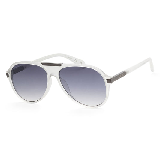 title:Guess Men's 57 mm Crystal Sunglasses GF0237-27B;color:Crystal frame, Smoke Gradient lens