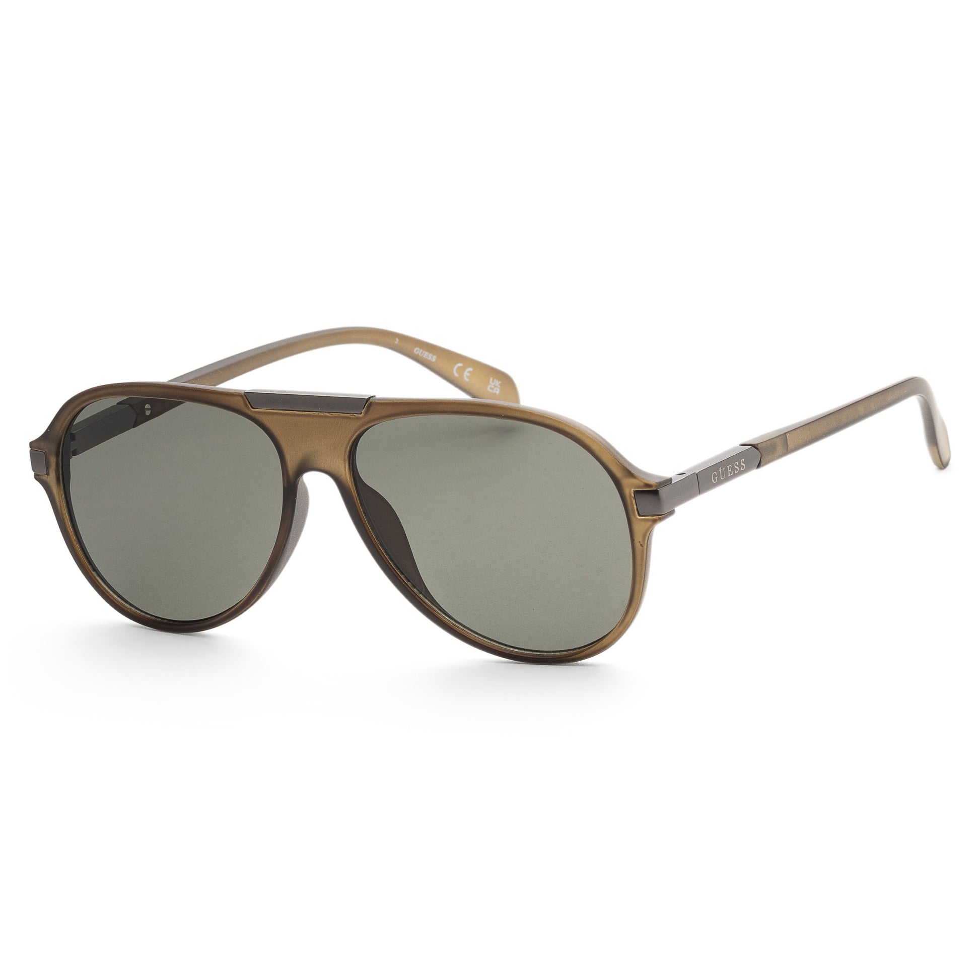 title:Guess Men's 57 mm Matte Dark Green Sunglasses GF0237-97N;color:Matte Dark Green frame, Green lens