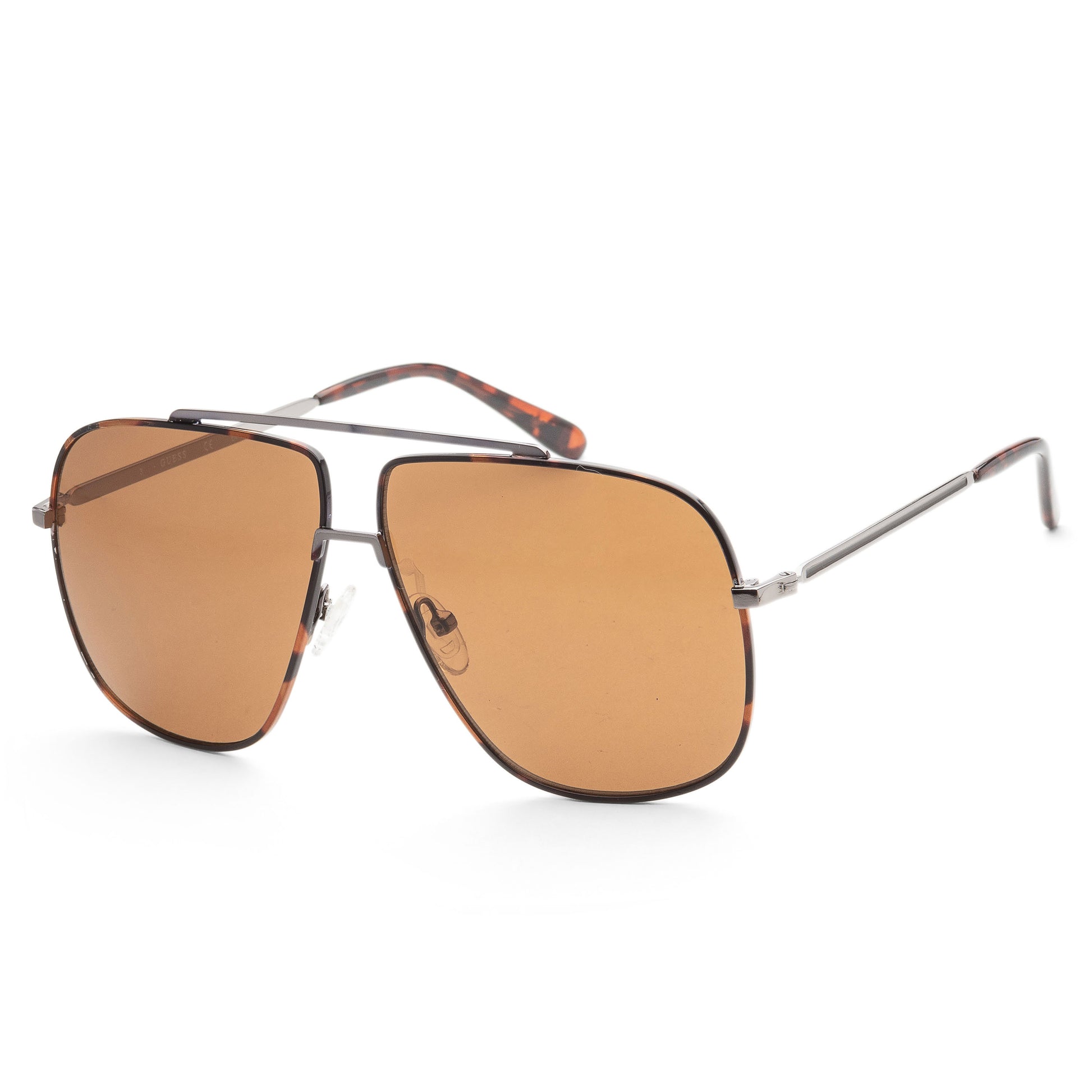 title:Guess Men's 61 mm Shiny Light Ruthenium Sunglasses GF0239-14E;color:Shiny Light Ruthenium frame, Brown lens