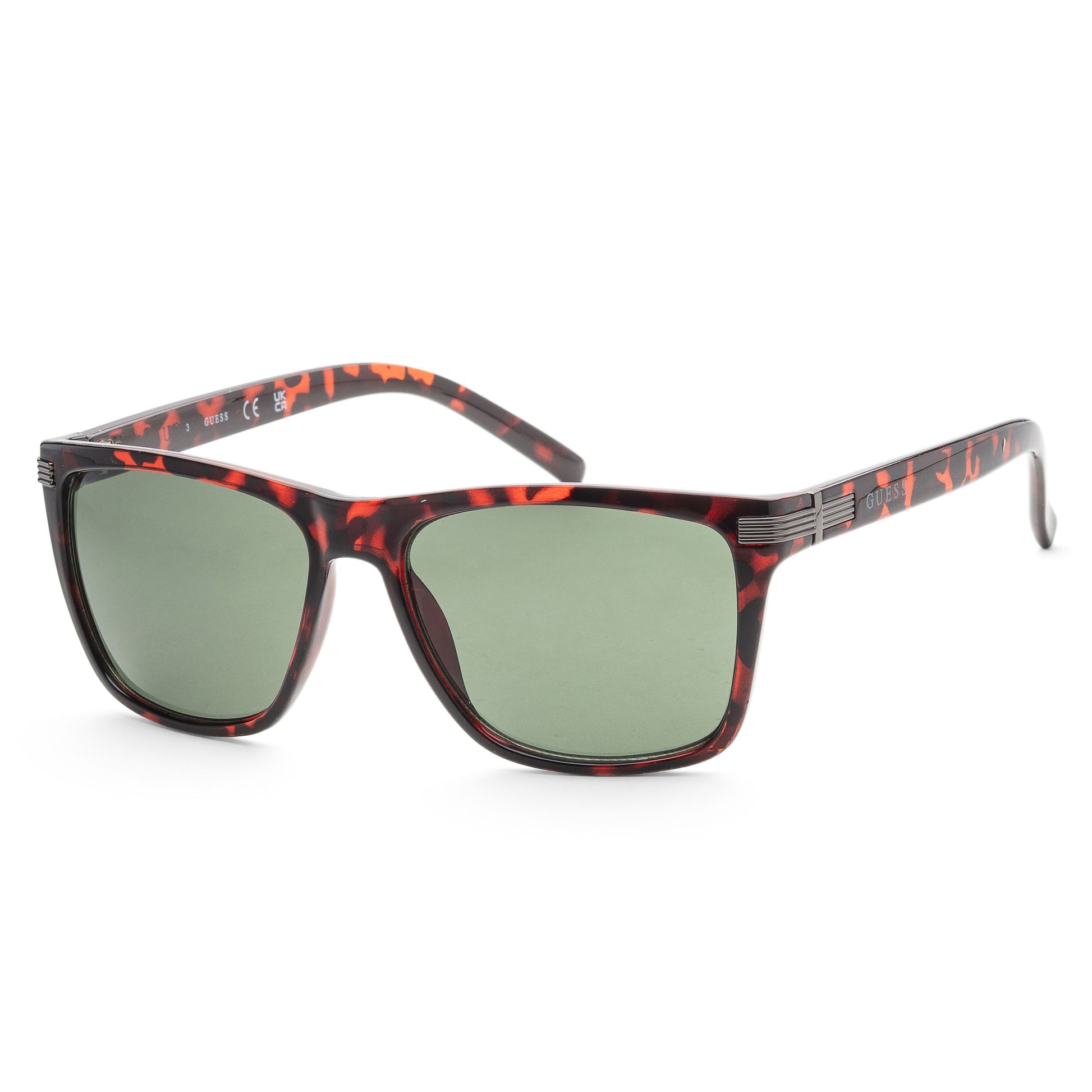 title:Guess Men's 57 mm Dark Havana Sunglasses GF0241-52N;color:Dark Havana frame, Green lens