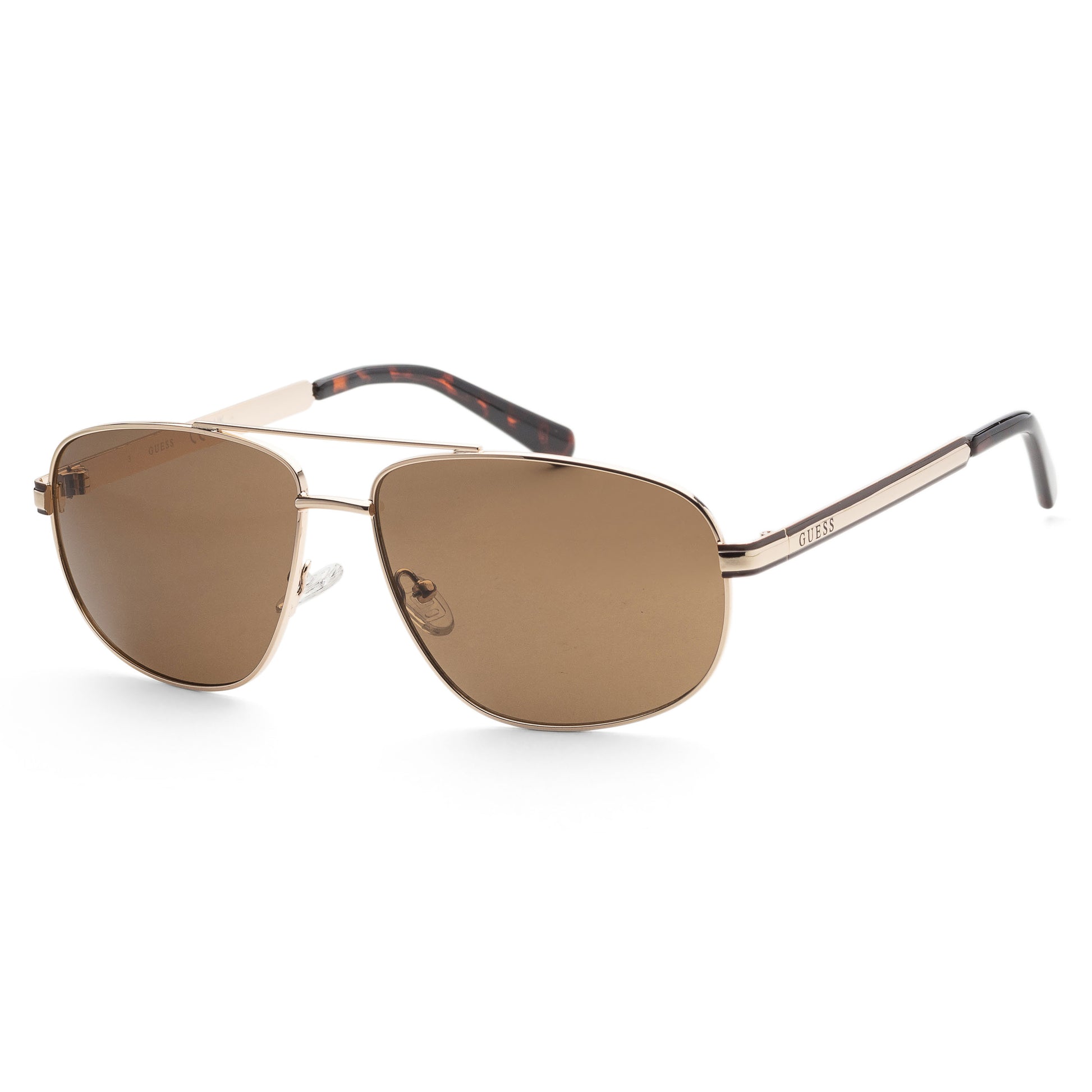 title:Guess Men's 60 mm Gold Sunglasses GF0244-32E;color:Gold frame, Brown lens