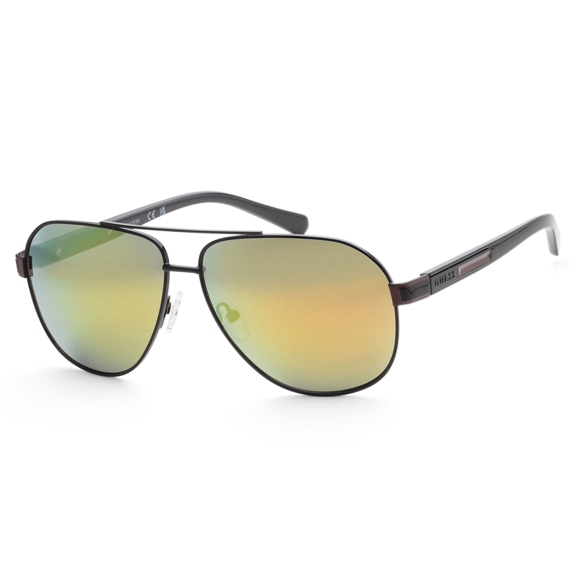 title:Guess Men's 61 mm Shiny Black  Sunglasses GF0247-01A;color:Shiny Black frame, Smoke lens