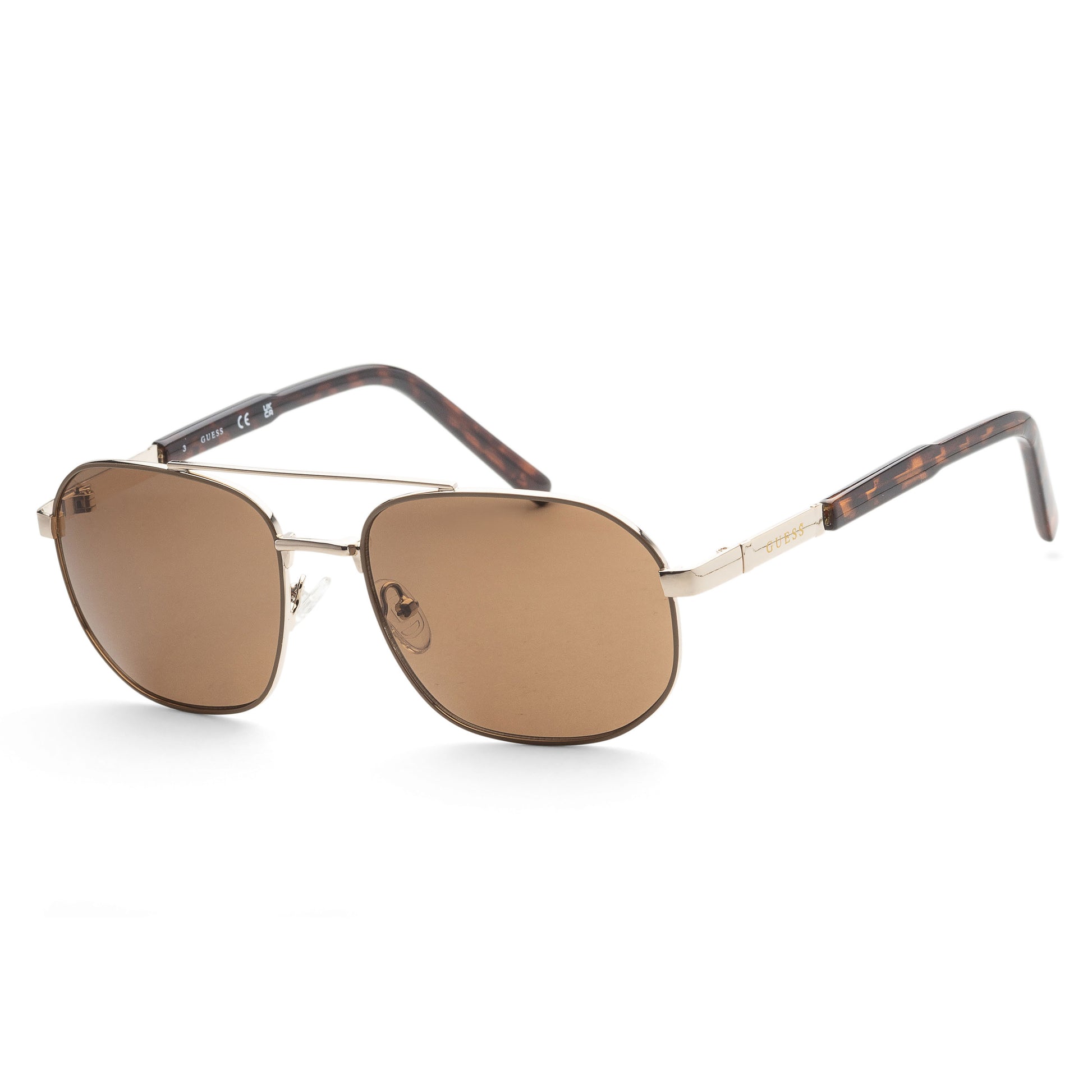 title:Guess Men's 57 mm Gold Sunglasses GF0250-32E;color:Gold frame, Brown lens