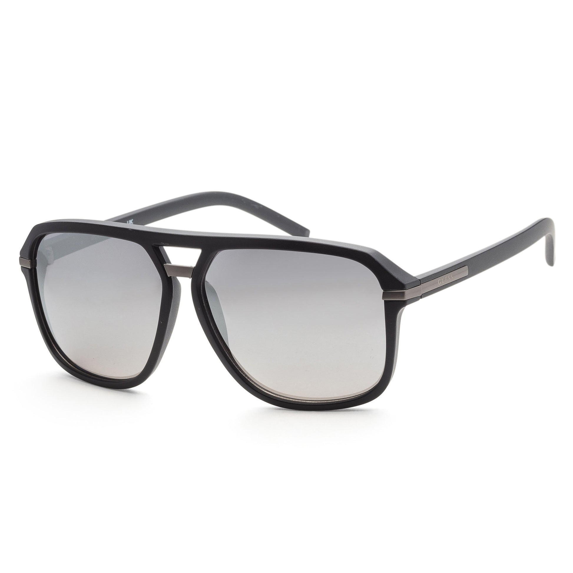 title:Guess Men's 60 mm Matte Black Sunglasses GF0258-02C;color:Matte Black frame, Smoke Mirror lens