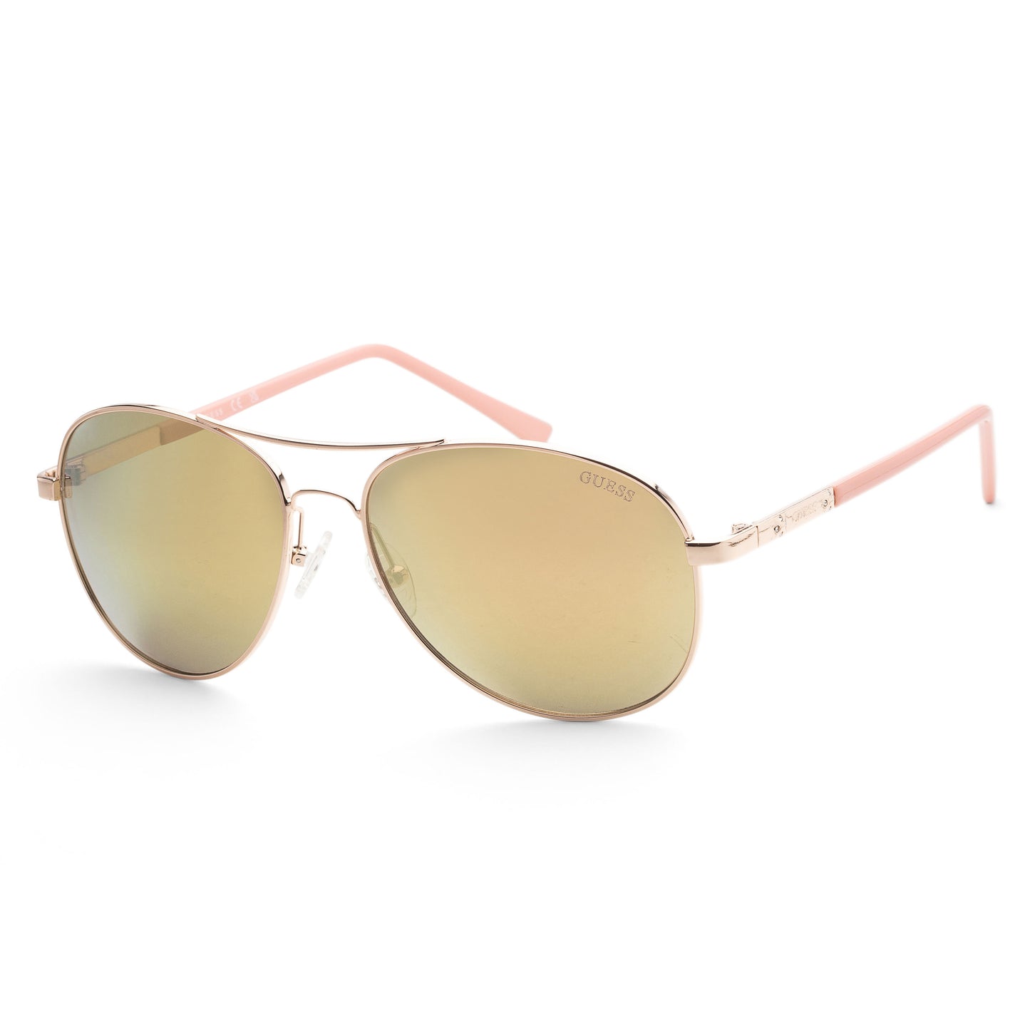 title:Guess Women's 60 mm Shiny Rose Gold Sunglasses GF0295-28U;color:Shiny Rose Gold frame, Bordeaux Mirror lens