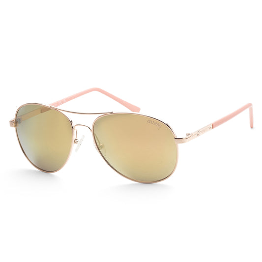 title:Guess Women's 60 mm Shiny Rose Gold Sunglasses GF0295-28U;color:Shiny Rose Gold frame, Bordeaux Mirror lens