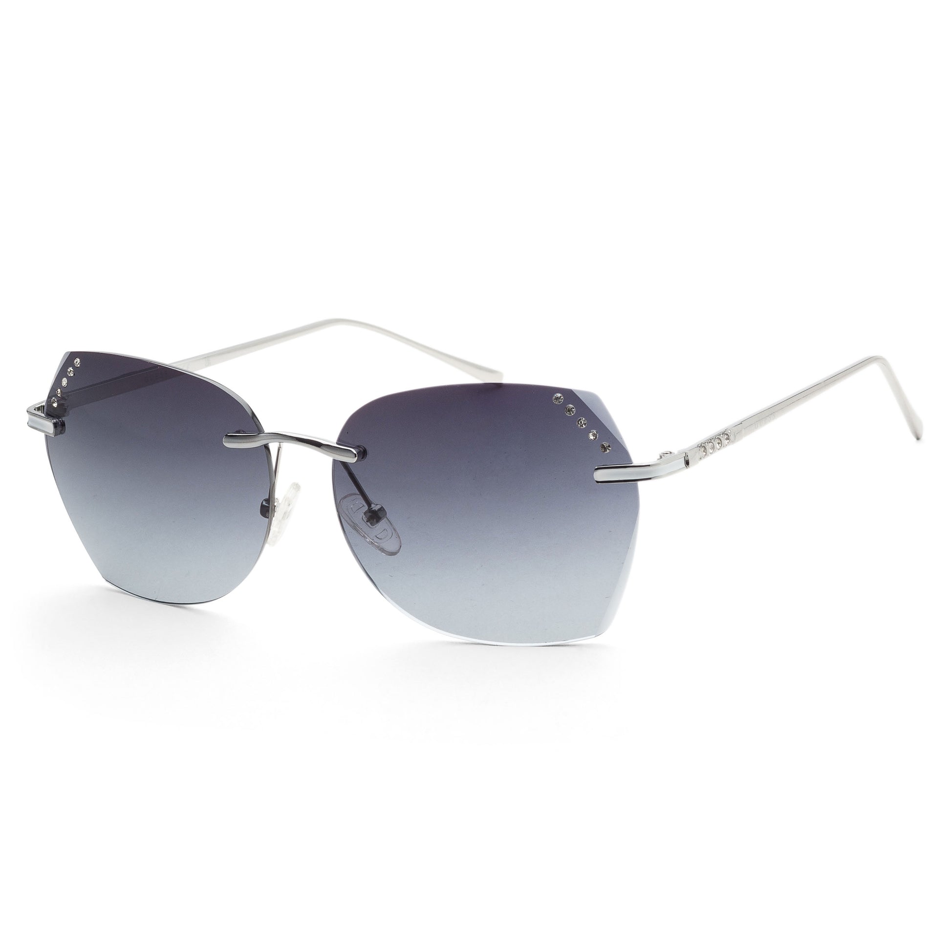 title:Guess Women's 61 mm Shiny Light Nickeltin Sunglasses GF0384-10B;color:Shiny Light Nickeltin frame, Smoke Gradient lens