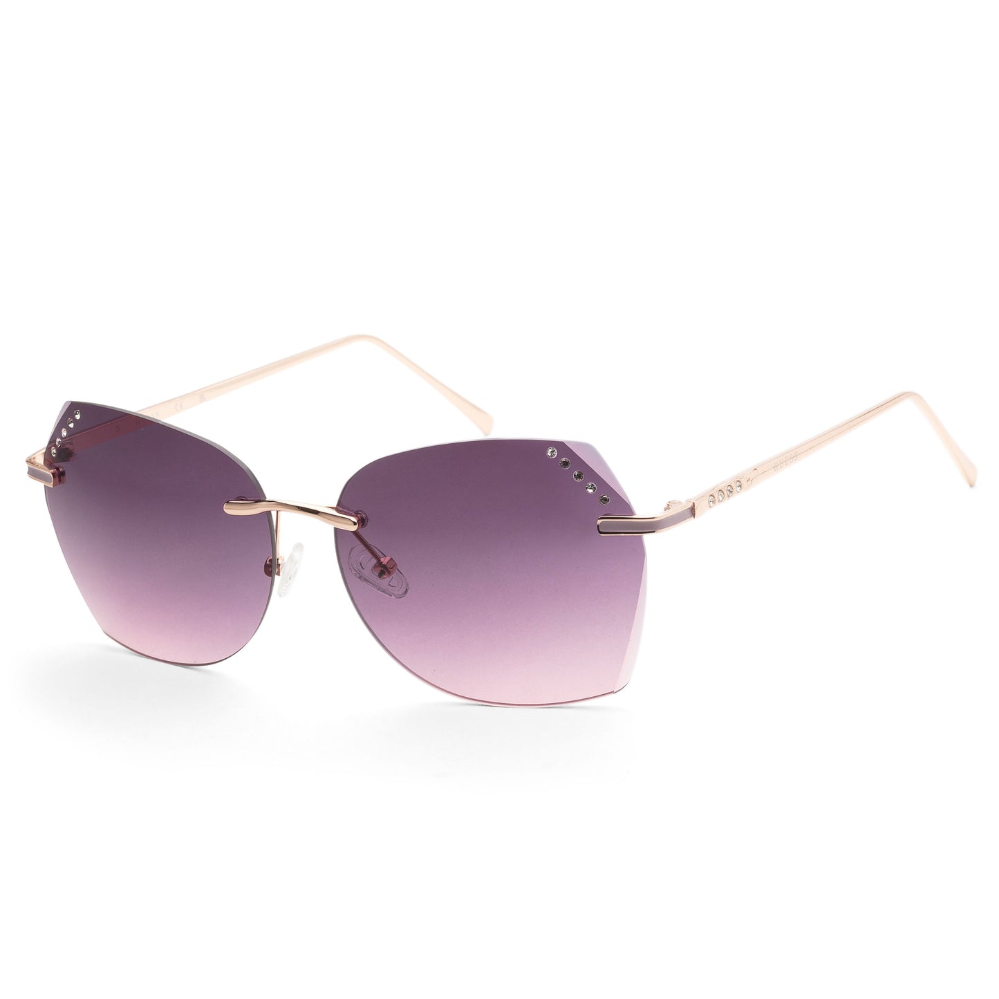 title:Guess Women's 61 mm Shiny Rose Gold Sunglasses GF0384-28T;color:Shiny Rose Gold frame, Bordeaux Gradient lens