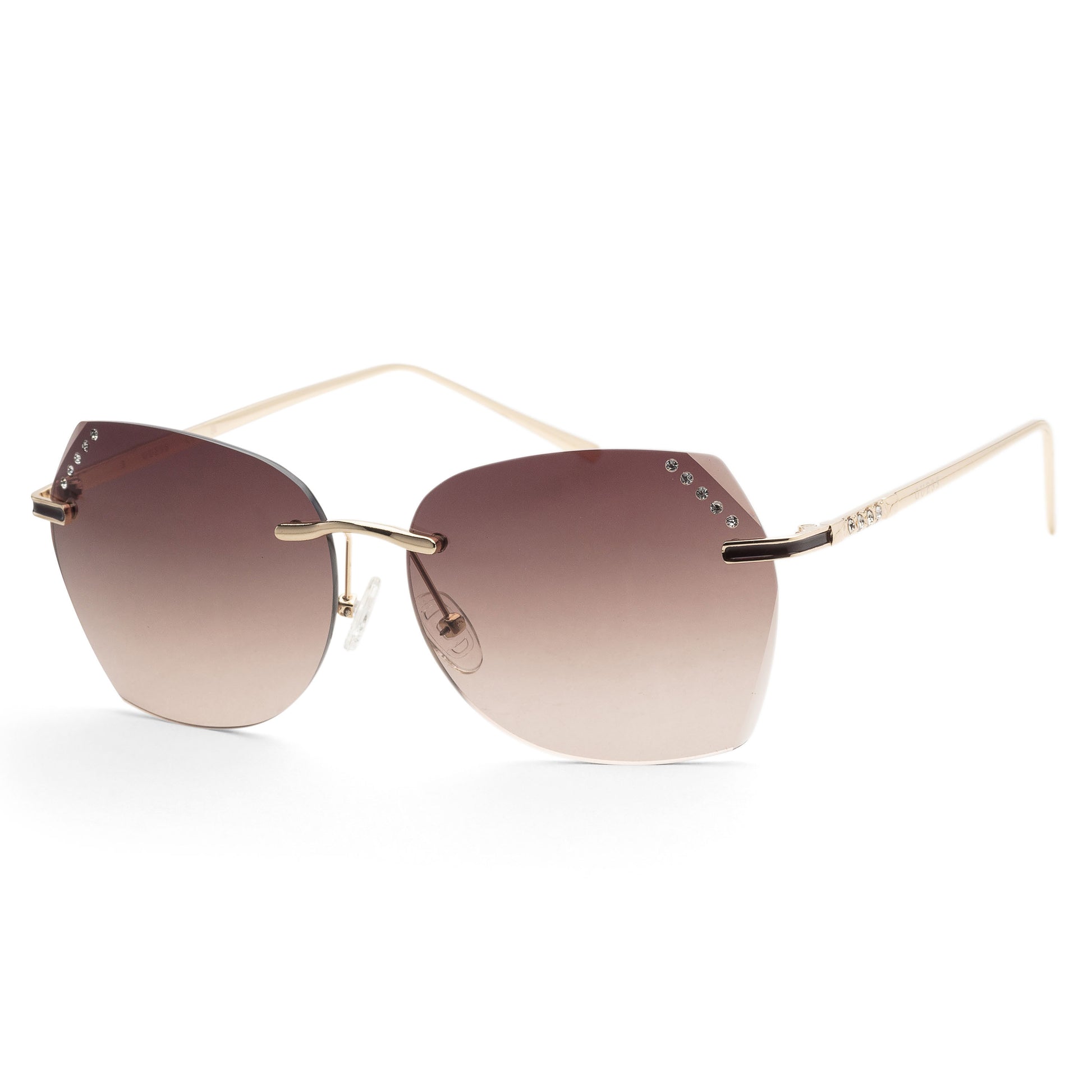 title:Guess Women's 61 mm Gold Sunglasses GF0384-32F;color:Gold frame, Brown Gradient lens