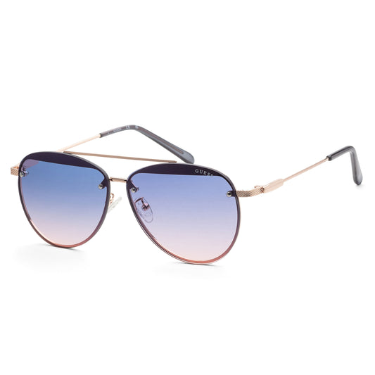 title:Guess Women's 63 mm Shiny Rose Gold Sunglasses GF0386-28W;color:Shiny Rose Gold frame, Blue Gradient lens