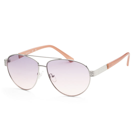 title:Guess Men's 60 mm Shiny Light Nickeltin Sunglasses GF0414-10B;color:Shiny Light Nickeltin frame, Smoke Gradient lens