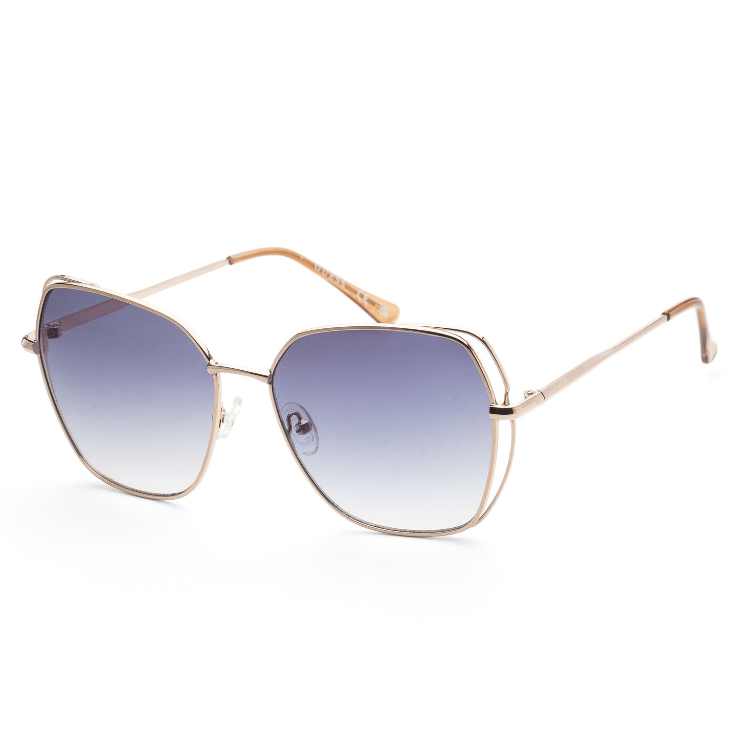 title:Guess Women's 60 mm Shiny Rose Gold Sunglasses GF0416-28W;color:Shiny Rose Gold frame, Blue Gradient lens