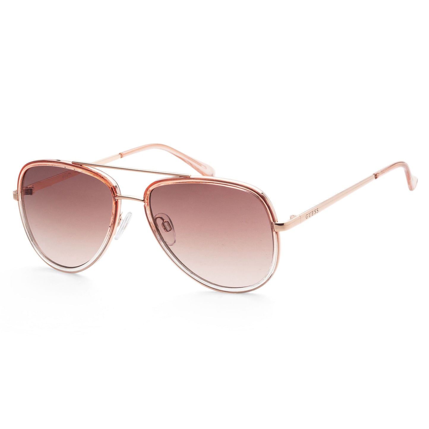 title:Guess Women's 59 mm Shiny Pink Sunglasses GF0417-72B;color:Shiny Pink frame, Smoke Gradient lens