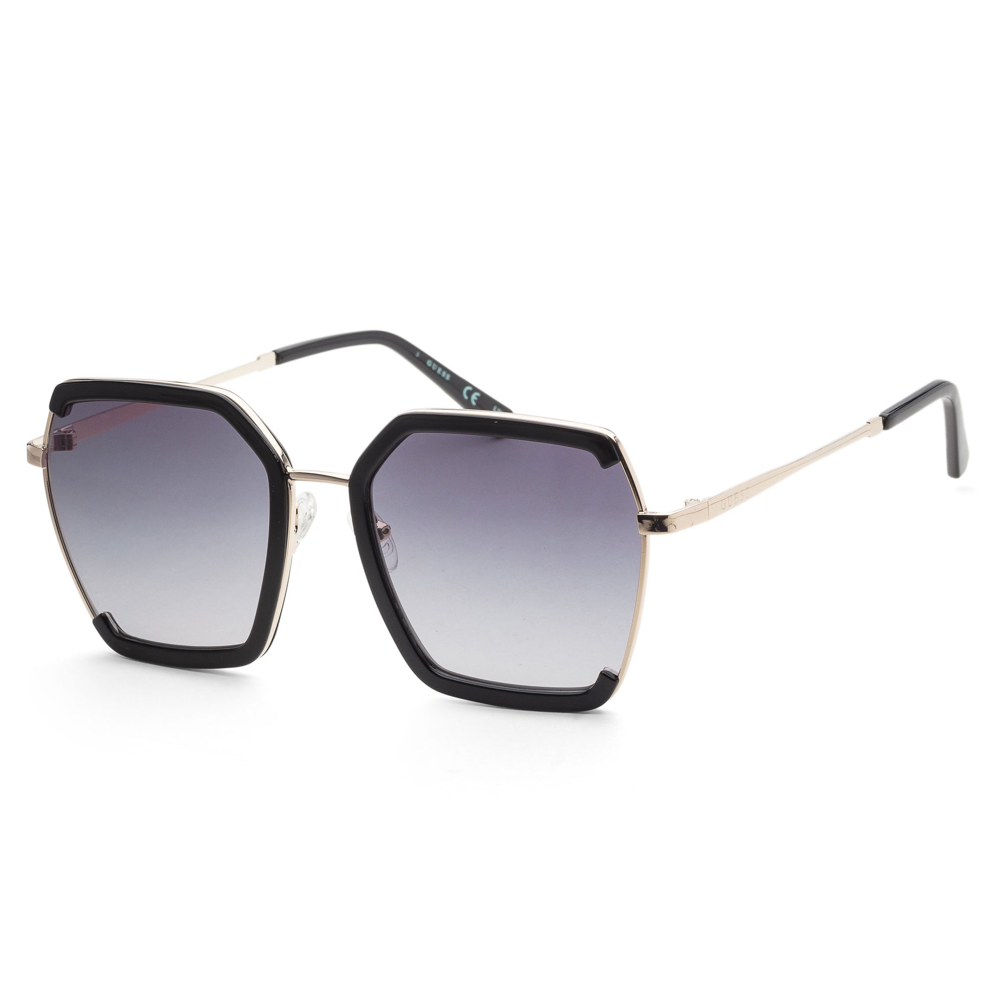 title:Guess Women's 58 mm Shiny Black  Sunglasses GF0418-01B;color:Shiny Black frame, Smoke Gradient lens