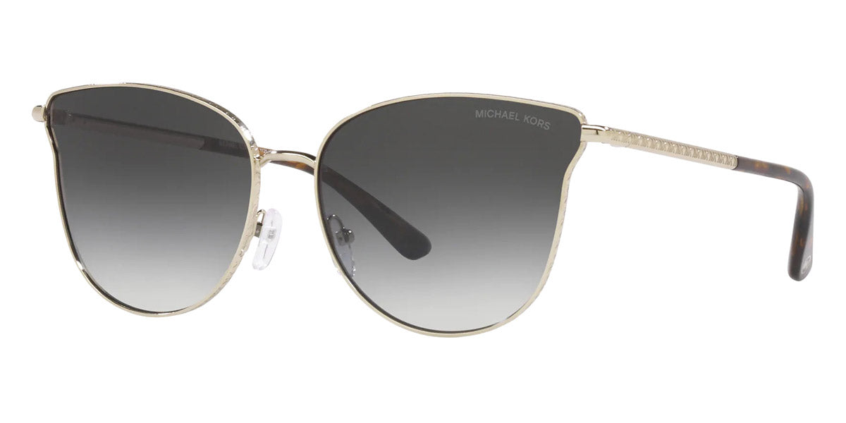 title:Michael Kors Women's 62mm Light Gold Sunglasses MK1120-10148G-62;color:Light Gold frame, Dark Grey Gradient lens