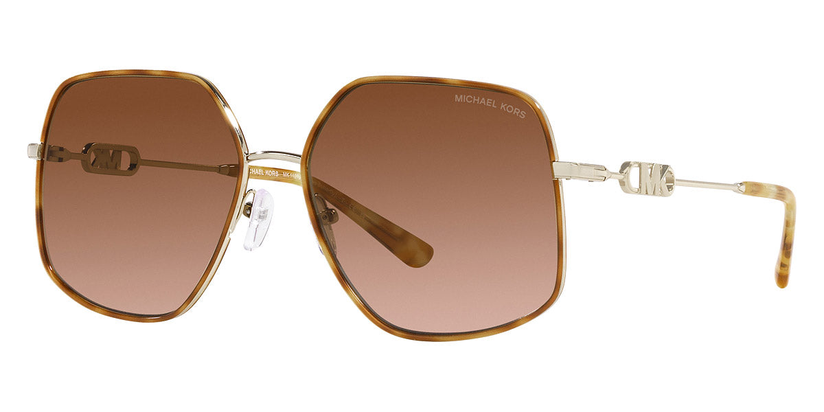 title:Michael Kors Women's 59mm Light Gold Amber Tort Sunglasses MK1127J-10143B-59;color:Light Gold Amber Tortoise frame, Amber Gradient lens