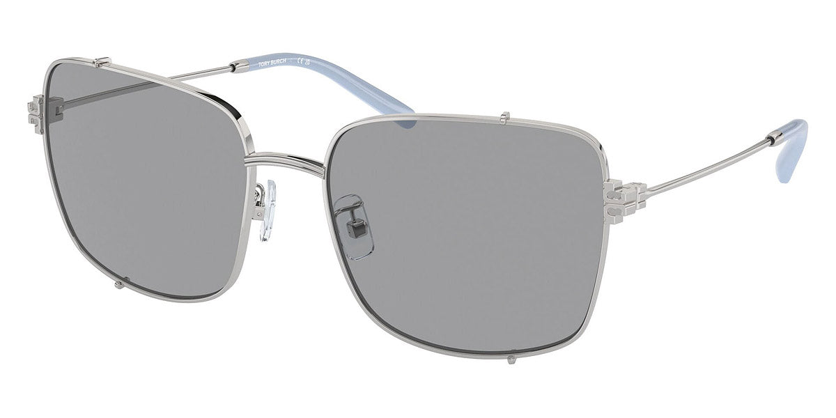 title:Tory Burch Women's 56mm Silver Sunglasses TY6104-316172-56;color:Silver frame, Light Blue Mirror lens