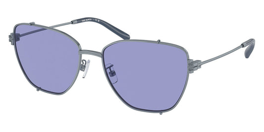 title:Tory Burch Women's 55mm Azure Sunglasses TY6105-335476-55;color:Azure frame, Dark Violet lens