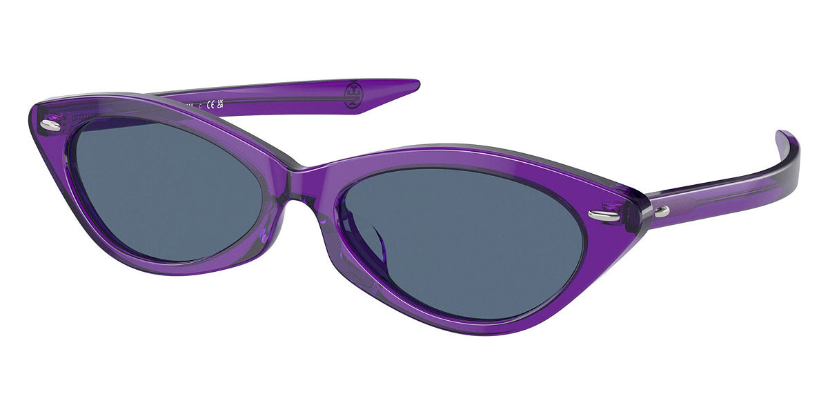 title:Tory Burch Women's 53mm Transparent Purple Sunglasses TY7197U-193580-53;color:Transparent Purple frame, Dark Blue lens