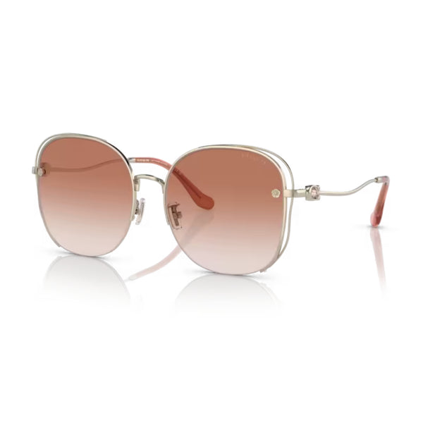 title:Coach Women's 60mm Shiny Light Gold Sunglasses HC7145BD-900513-60;color:Shiny Light Gold frame, Brown Gradient lens