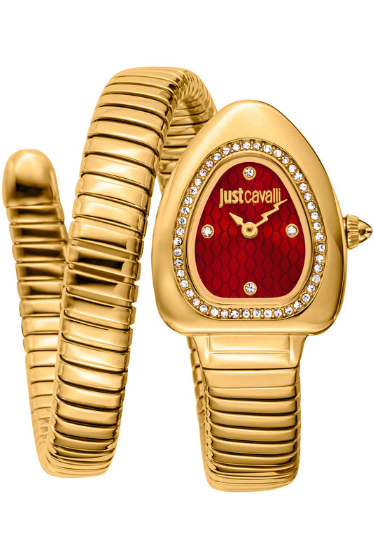 title:Just Cavalli Women's Signature Snake 22mm Quartz Watch JC1L249M0025;color:Gold