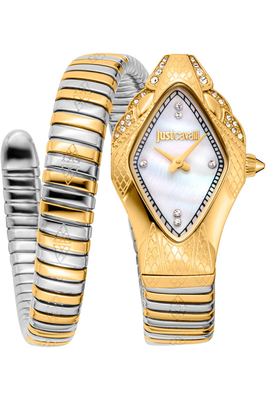 title:Just Cavalli Women's Signature Snake Ferocious 22mm Quartz Watch JC1L306M0065;color:Gold