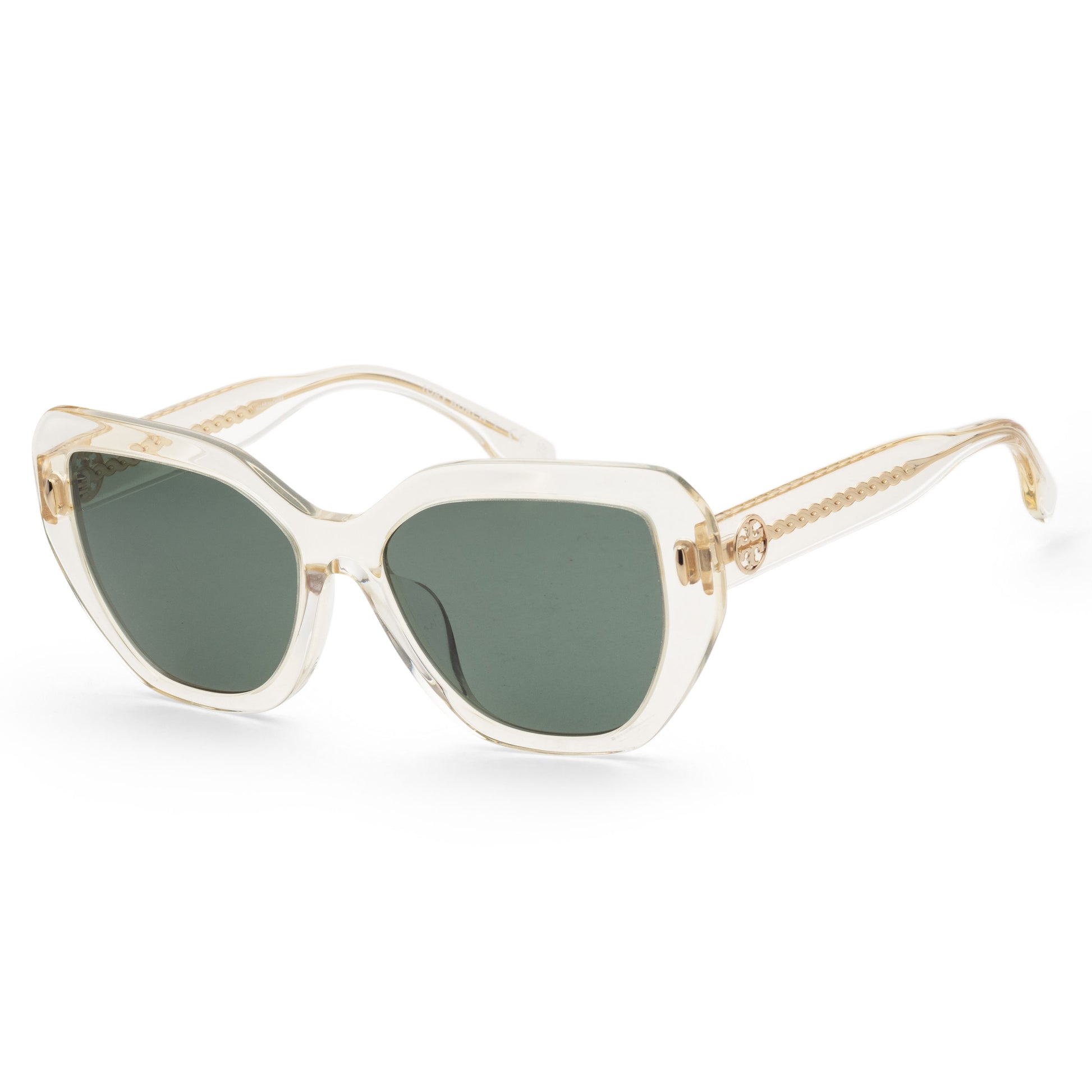 title:Tory Burch Women's 55mm Transparent Sunglasses TY7194U-19523H-55;color:Transparent frame, Green lens