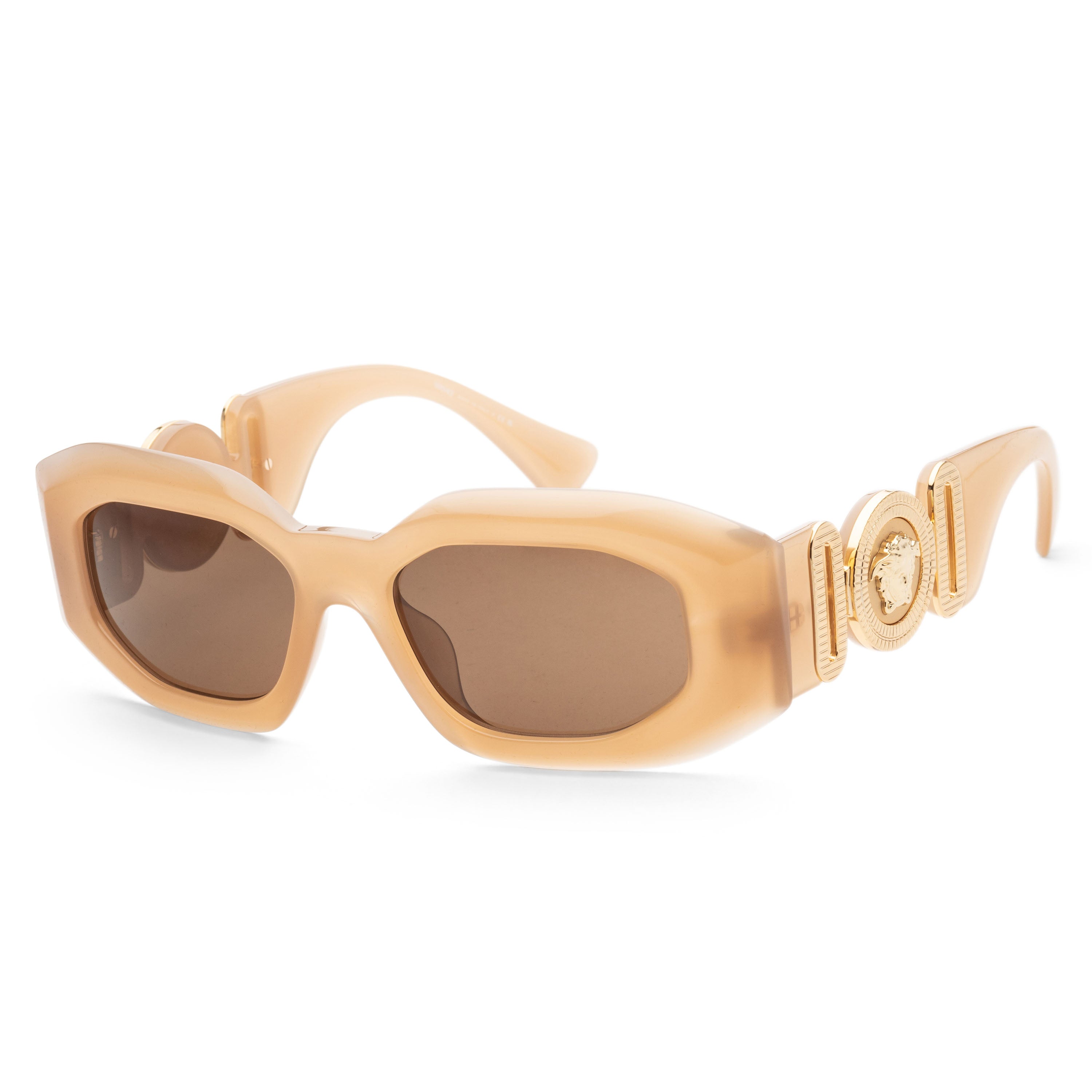 title:Versace Men's 54mm Opaline Beige Sunglasses VE4425U-546773-54;color:Opaline Beige frame, Dark Brown lens