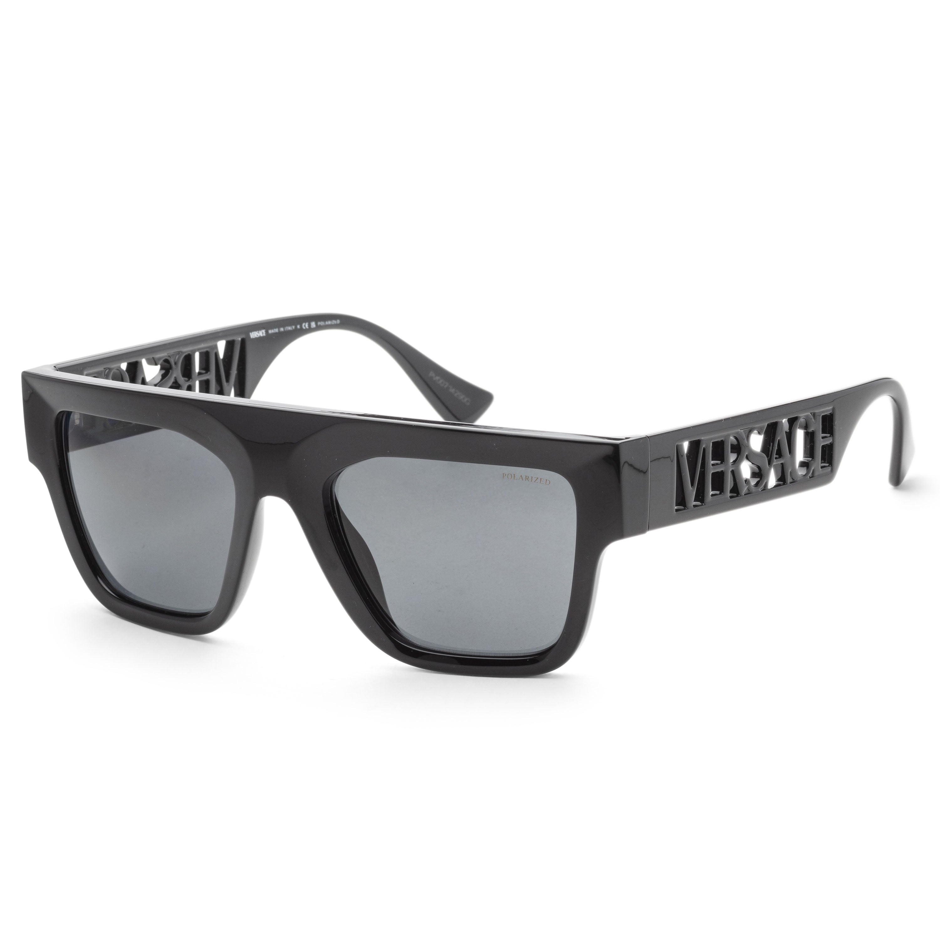 title:Versace Men's 53mm Black Sunglasses VE4430U-GB1-81-53;color:Black frame, Polar Dark Grey lens