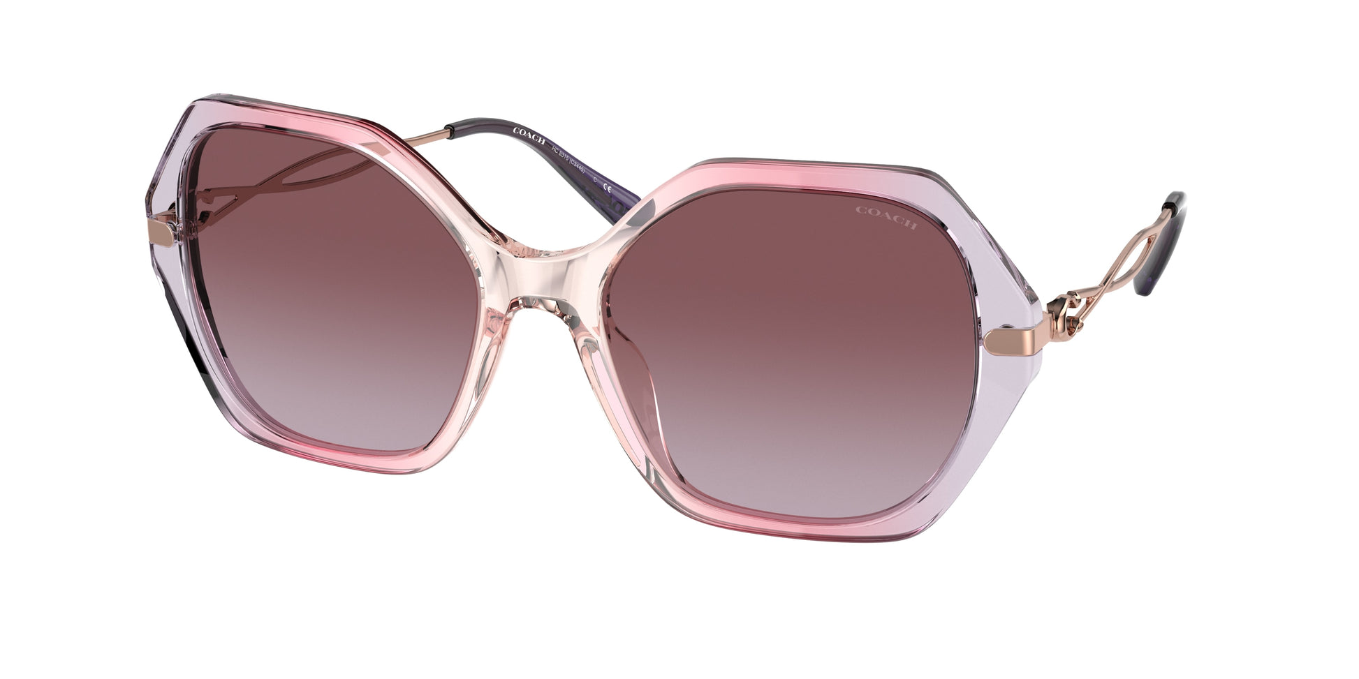 title:Coach Women's 57mm Gradient Transparent Violet Sunglasses HC8315-56418H-57;color:Gradient Transparent Violet frame, Purple Gradient lens