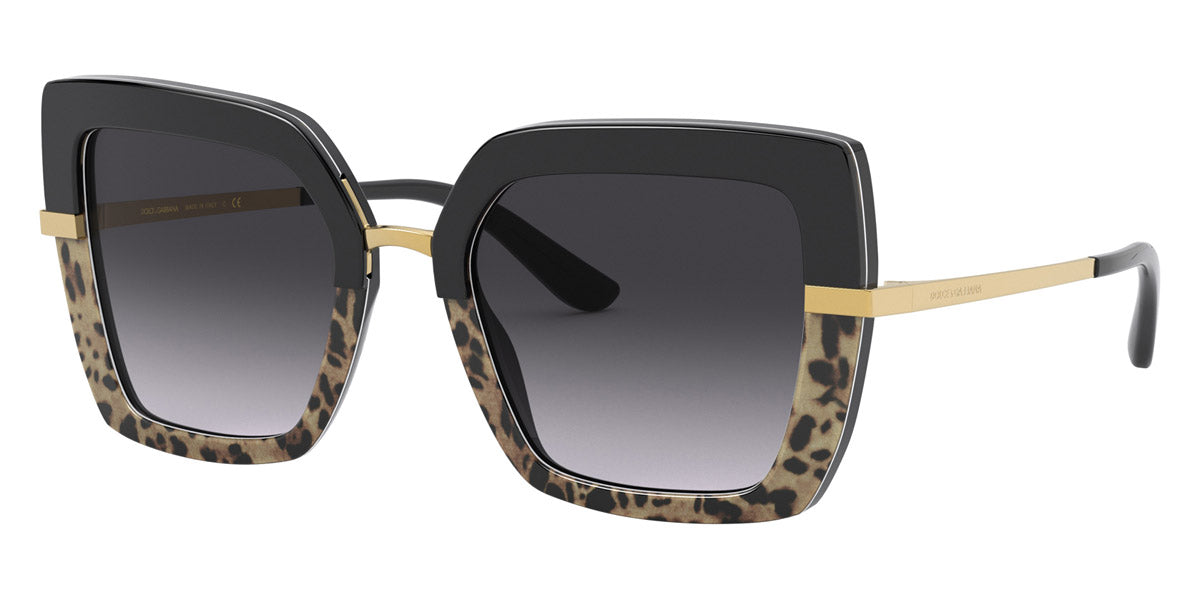 title:Dolce & Gabbana Women's 52mm Top Black on Print Leo Sunglasses DG4373F-32448G-52;color:Top Black on Print Leo frame, Grey Gradient lens