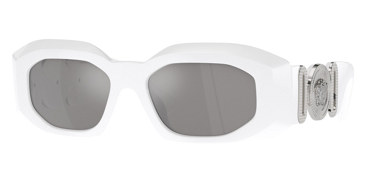 title:Versace Men's 54mm White Sunglasses VE4425U-314-6G-54;color:White frame, Light Grey Mirror Silver lens