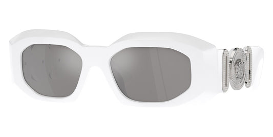 title:Versace Men's 54mm White Sunglasses VE4425U-314-6G-54;color:White frame, Light Grey Mirror Silver lens