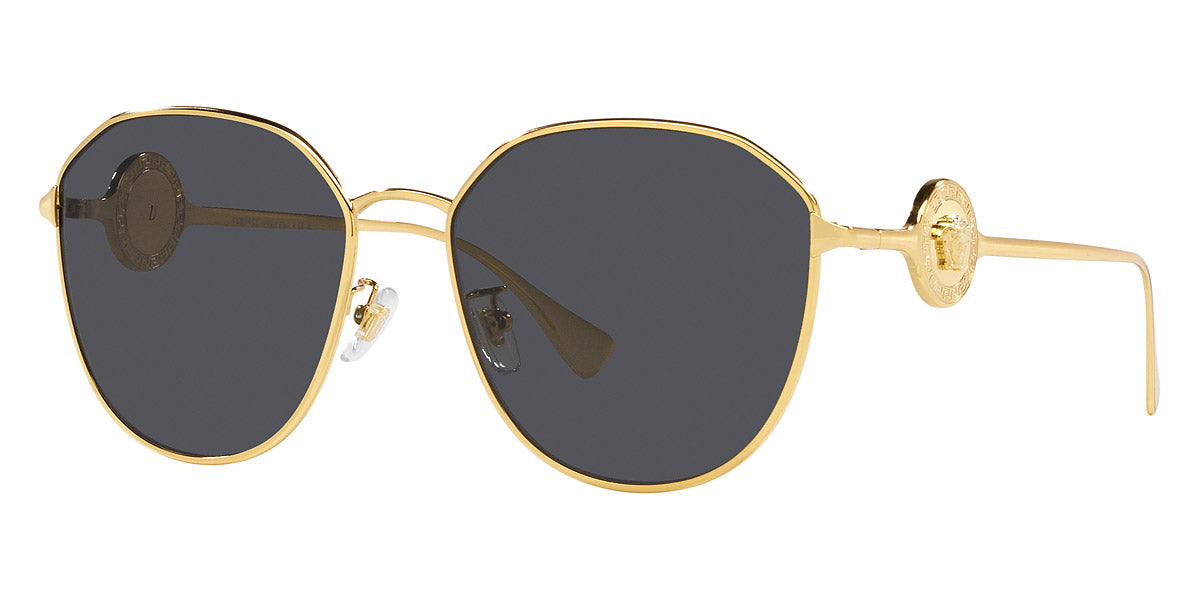 title:Versace Women's 58mm Gold Sunglasses VE2259D-100287-58;color:Gold frame, Dark Grey lens