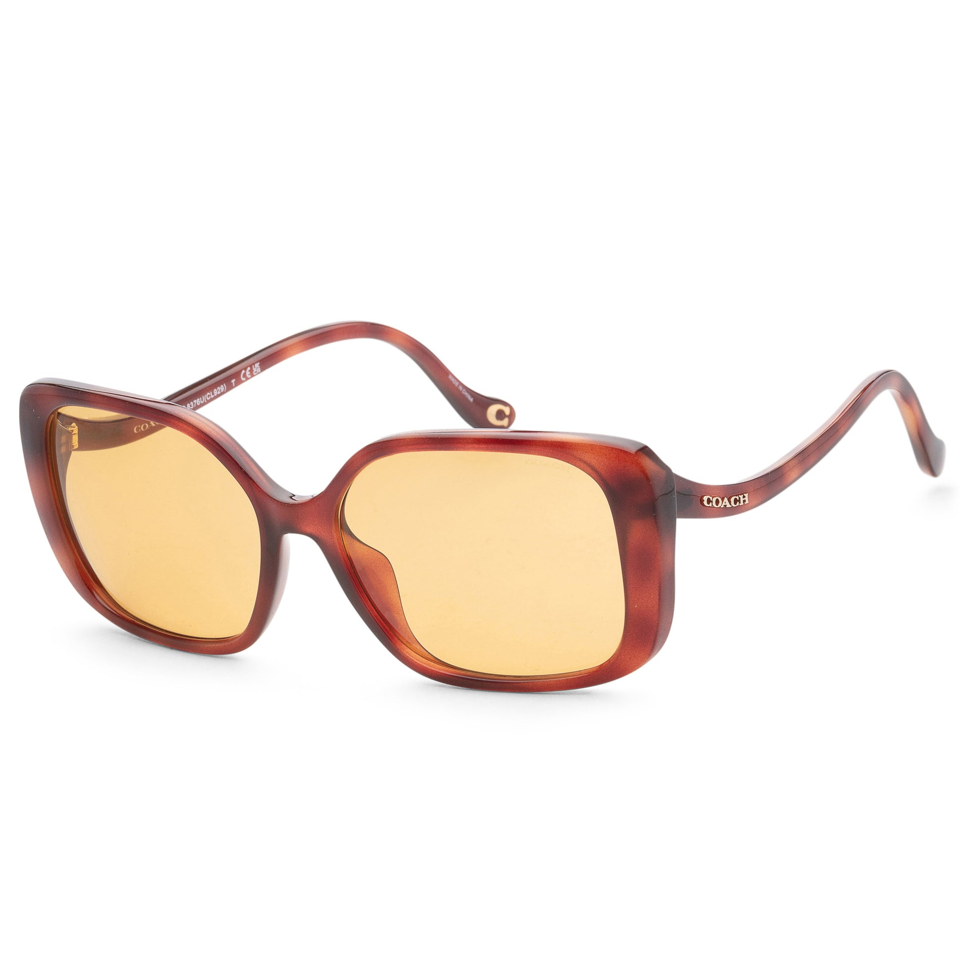 title:Coach Women's 56mm Caramel Tortoise Sunglasses HC8376U-577485-56;color:Caramel Tortoise frame, Amber Solid lens