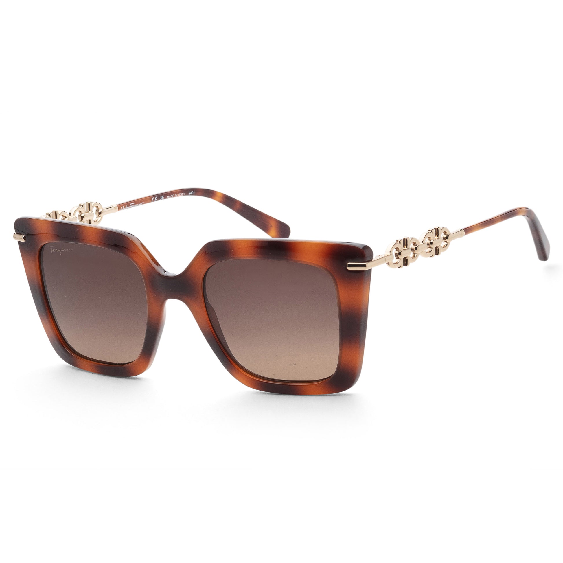 title:Ferragamo Women's 51mm Havana Sunglasses SF1041S-238;color:Havana frame, Brown Gradient lens