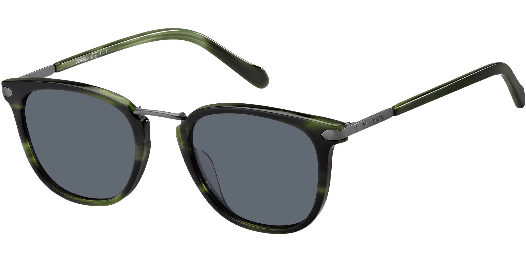 title:Fossil Women's 51mm Khaki Light Green Sunglasses FOS2099GS-0517-IR;color:Khaki Light Green frame, Grey lens