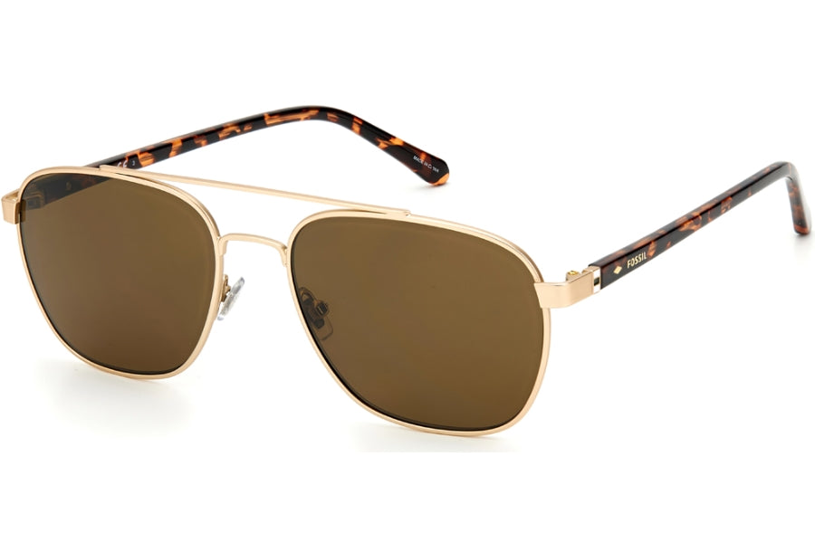 title:Fossil Men's 57mm Gold Sunglasses FOS3111GS-0J5G-70;color:Gold frame, Brown lens