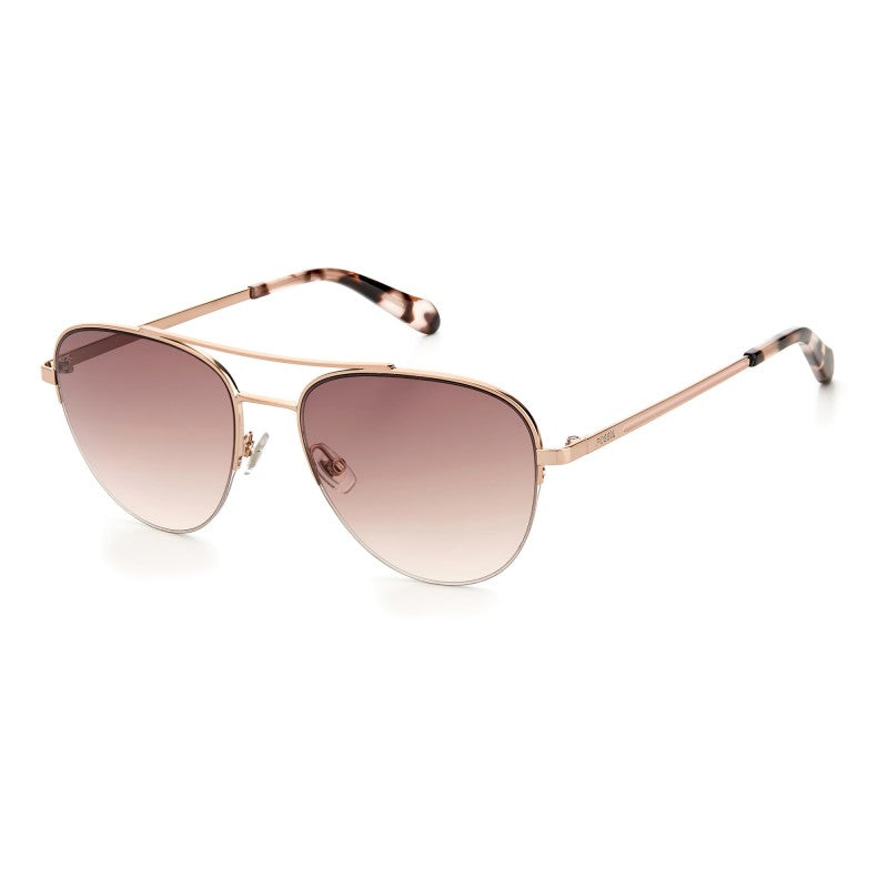 title:Fossil Women's 54mm Rose Gold Sunglasses FOS2106GS-0AU2-HA;color:Rose Gold frame, Brown Gradient lens