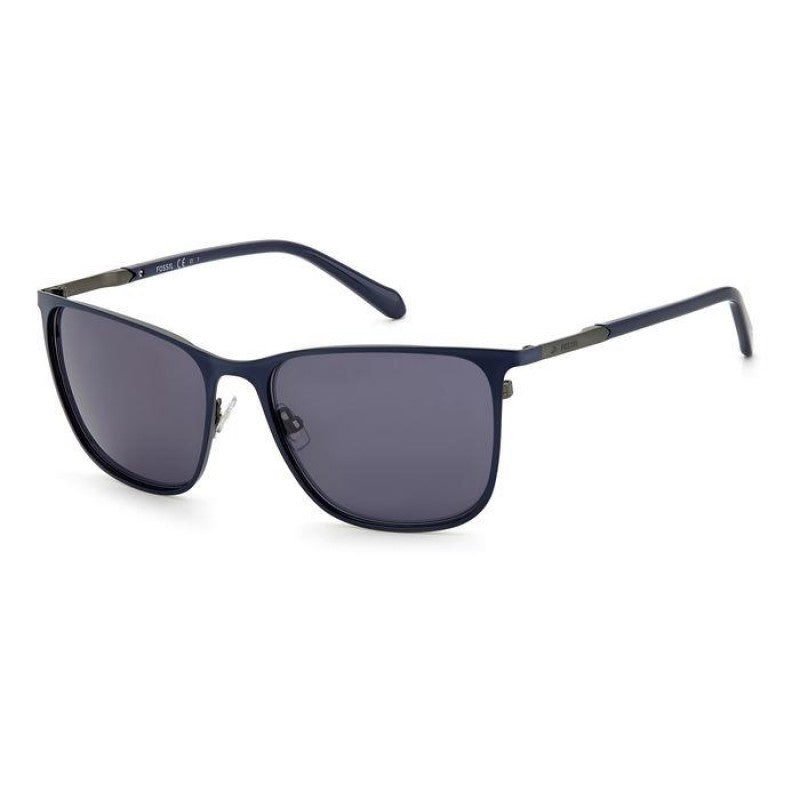 title:Fossil Men's 57mm Matte Blue Sunglasses FOS3128GS-0FLL-IR;color:Matte Blue frame, Grey lens